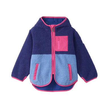 G's Royal Blue Colourblock Faux Sherpa Jacket, Front view