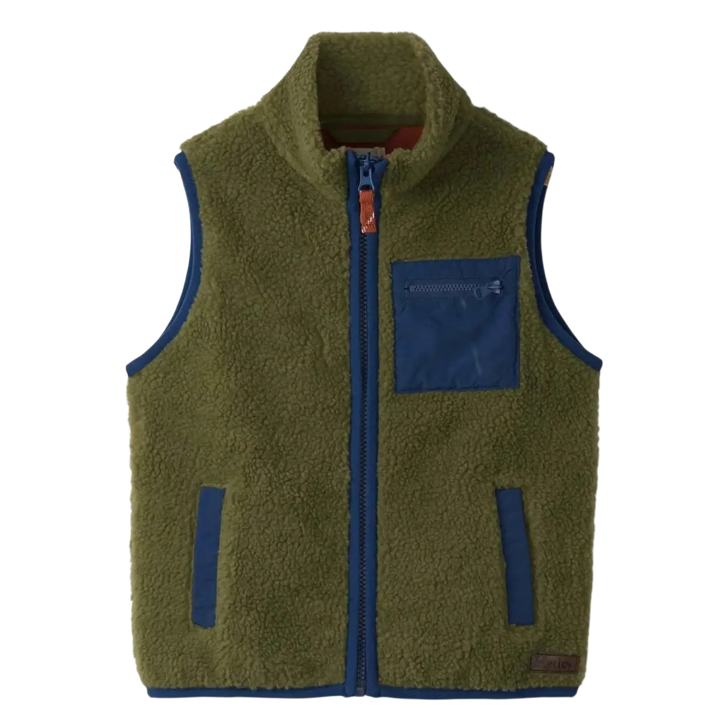 Hatley Boy's Loden Green Faux Sherpa Vest, Front view