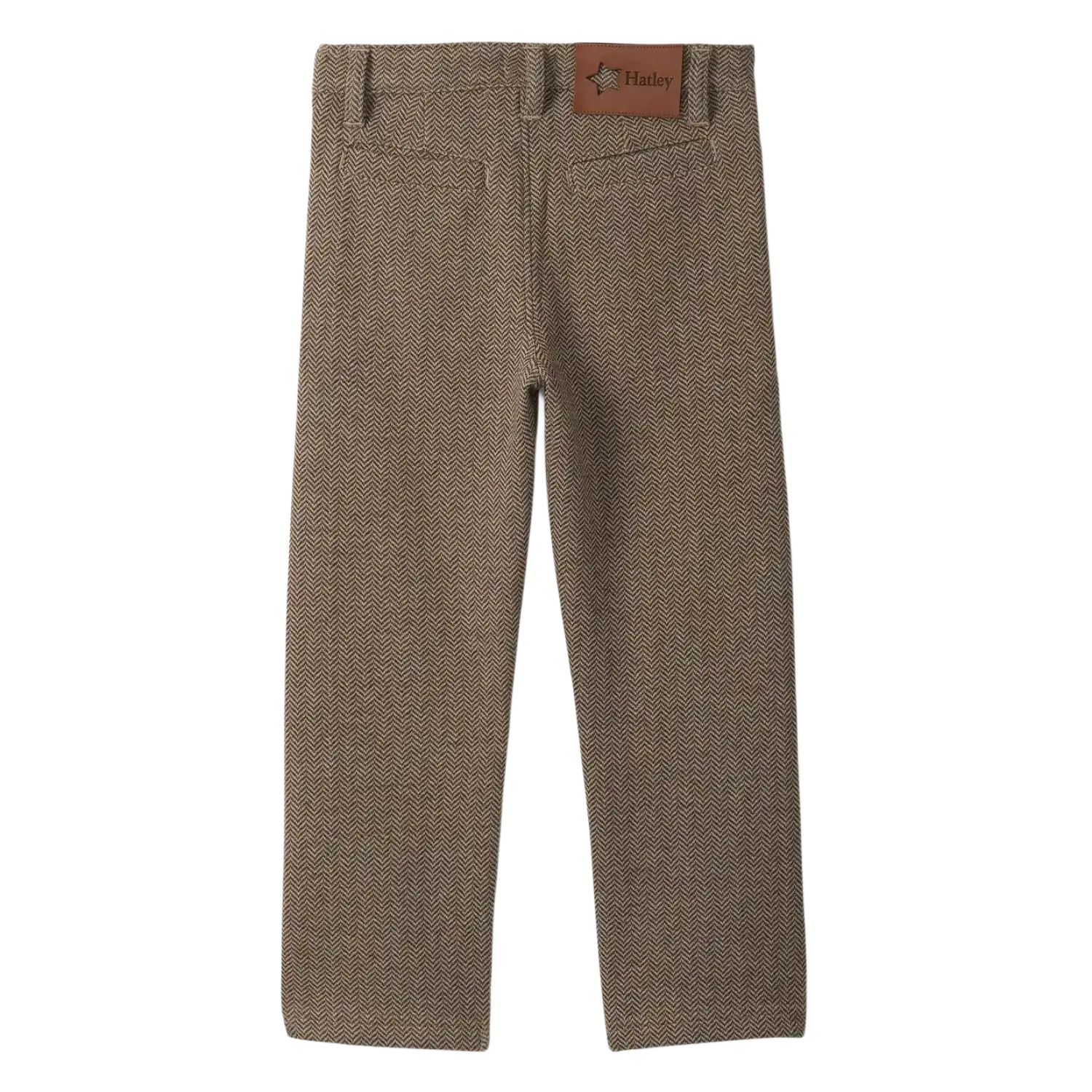Hatley Boy's Brown Sugar Herringbone Straight Leg Pants, back view