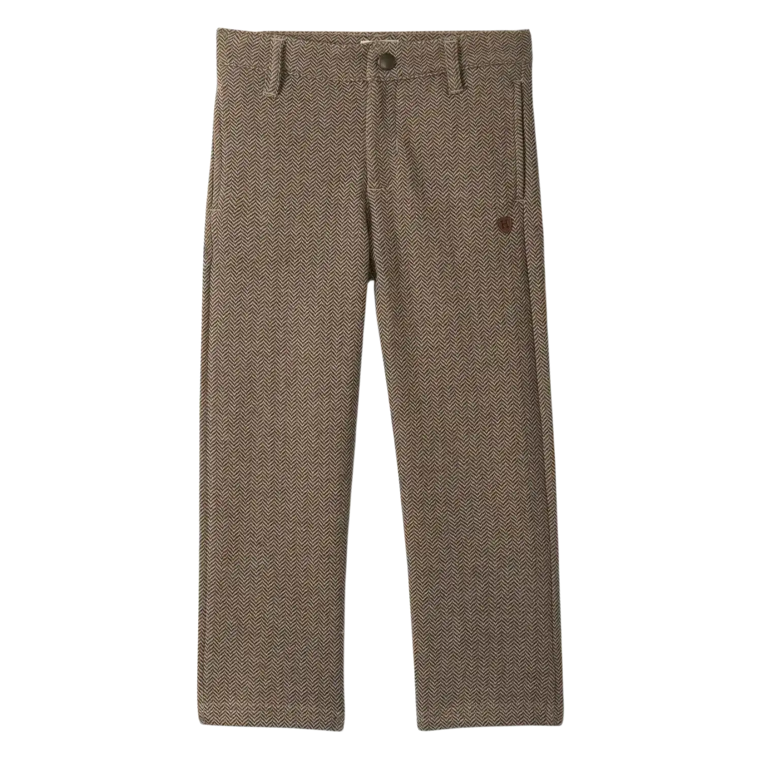 Hatley Boy's Brown Sugar Herringbone Straight Leg Pants, front view