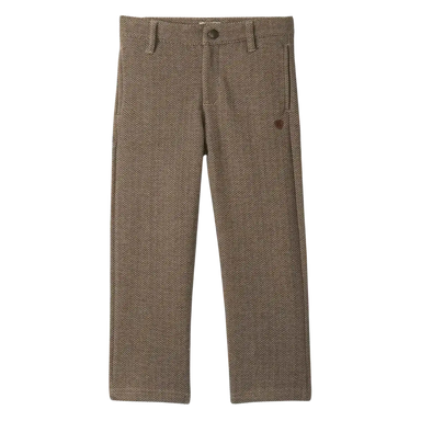 Hatley Boy's Brown Sugar Herringbone Straight Leg Pants, front view