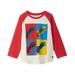 Hatley Boy's Dinos Cubed Long Sleeve Raglan T-Shirt, front view