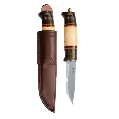 Helle Norway Harding Knife. Shown with and without leather sheath.