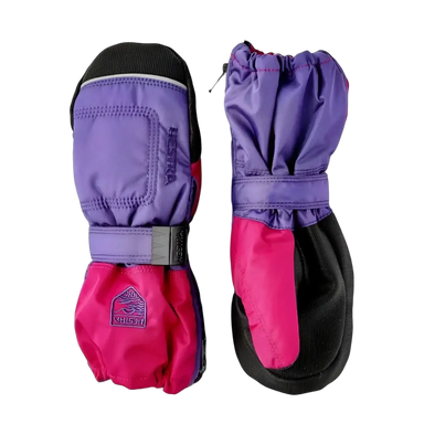 Hestra Baby Zip Long Mitt in lilac & orchid, pair view