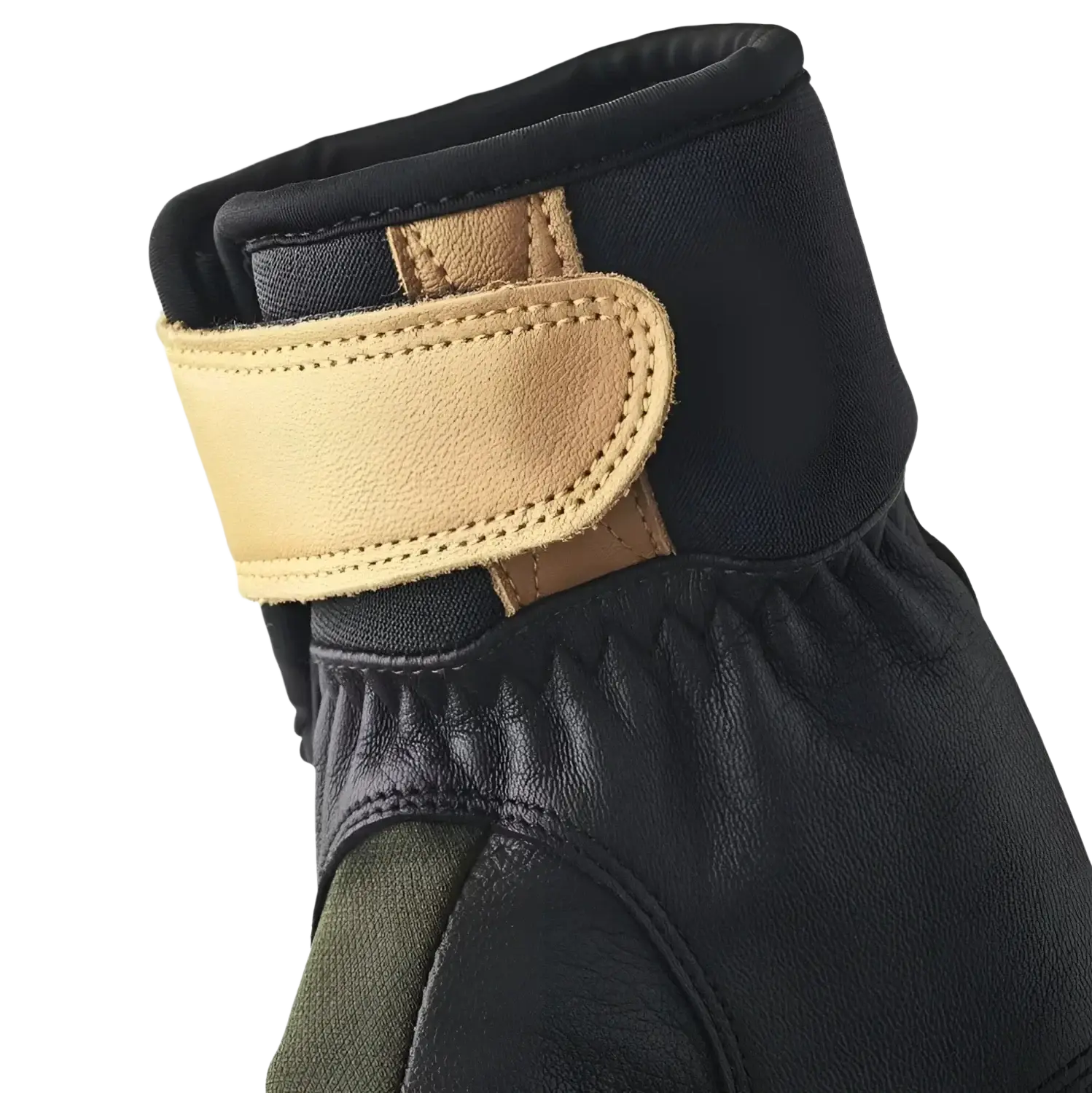 Hestra Ergo Grip Active Wool Terry Glove in dark forest & black, cuff view