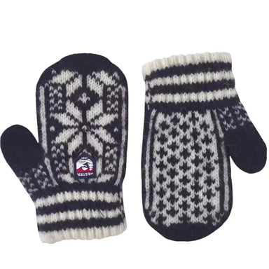 Hestra Kid's Nordic Mitt shown in the Navy and Off-White color option.