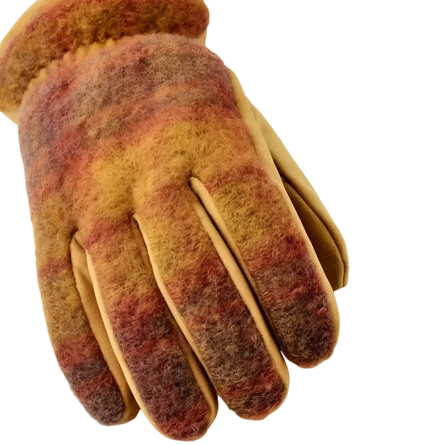 Hestra Noah Glove in mustard multi, backhand detail