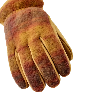 Hestra Noah Glove in mustard multi, backhand detail