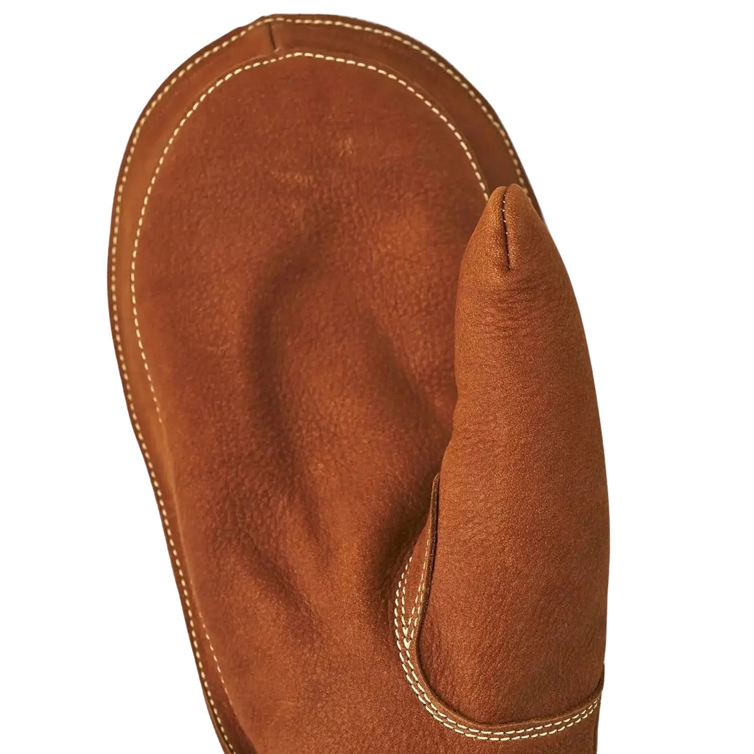 Hestra Oden Nubuck Mitt shown in the cork color. Palm view.