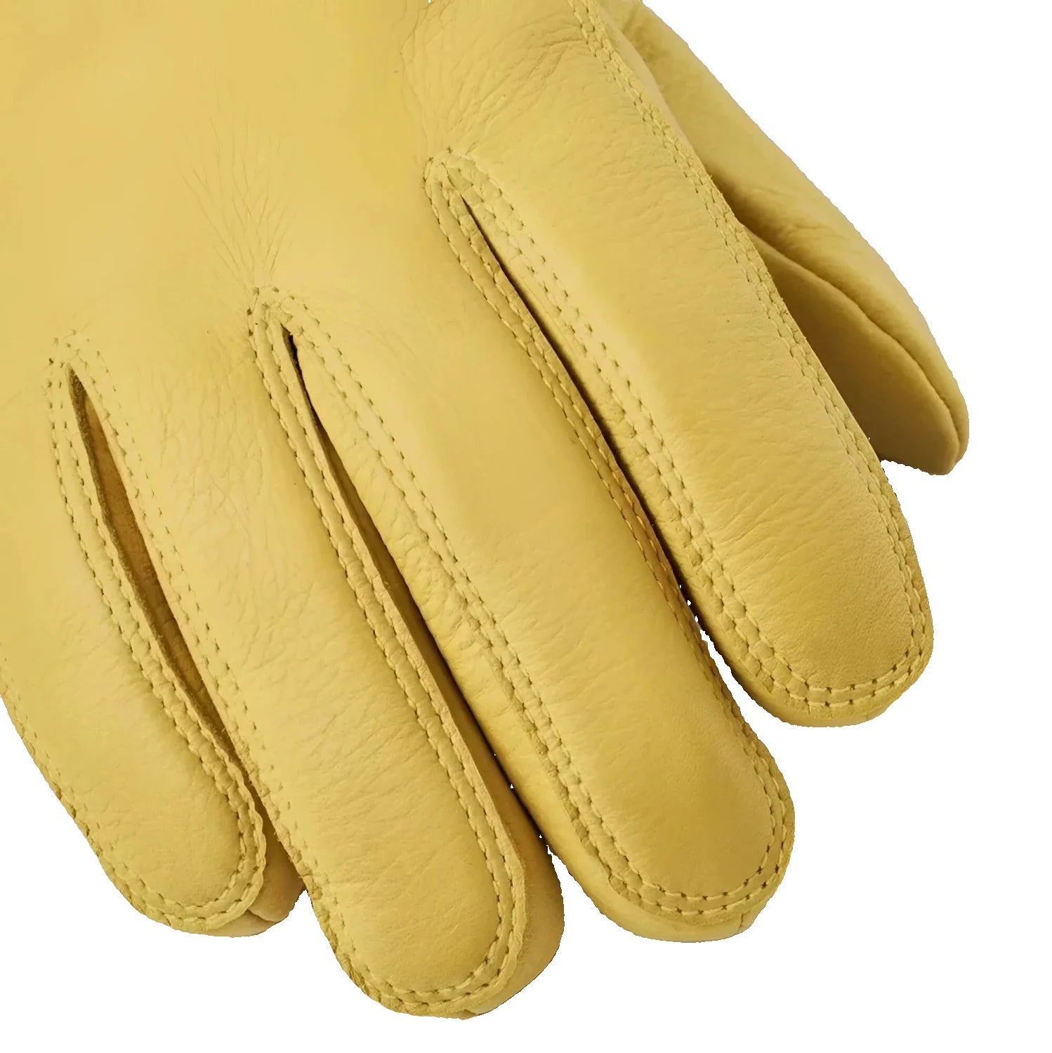 Hestra Tore Glove in natural yellow, fingers stitching detail
