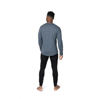 hot chillys mens clima tek crewneck in nightfall heather back model view