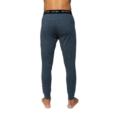 hot chillys mens clima tek bottom in nightfall heather back model view