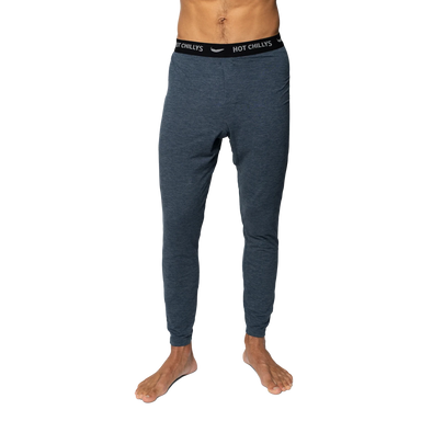 hot chillys mens clima tek bottom in nightfall heather front model view