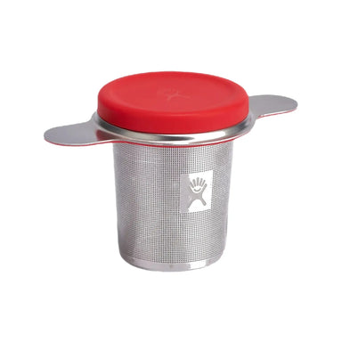 Hydro Flask Tea Infuser front view with red cap on.