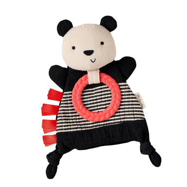 Itzy Ritzy Baby Bitzy Crinkle Teether Toy in panda, front view