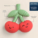 Itzy Ritzy Comfort Crew Teether in cherries, front view features