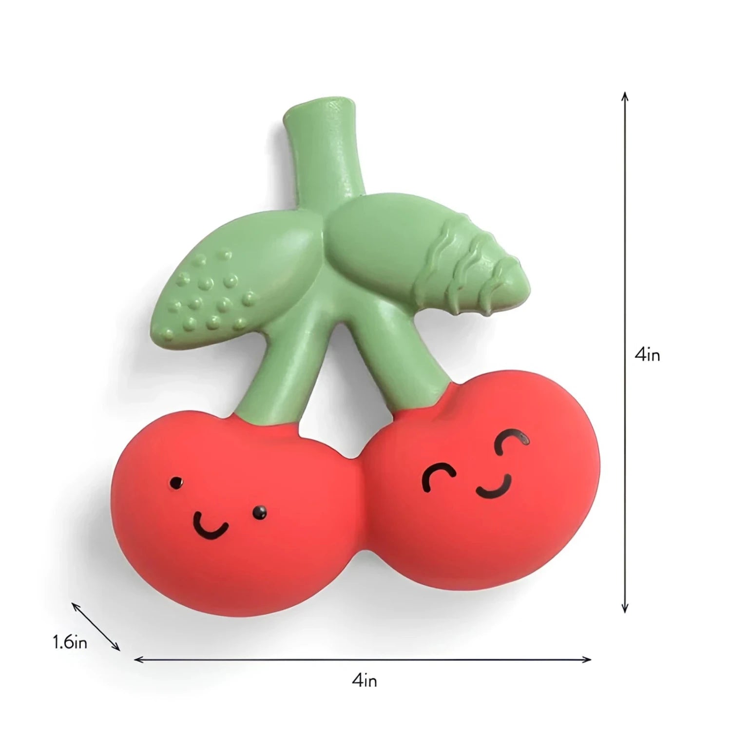 Itzy Ritzy Comfort Crew Teether in cherries, dimensions