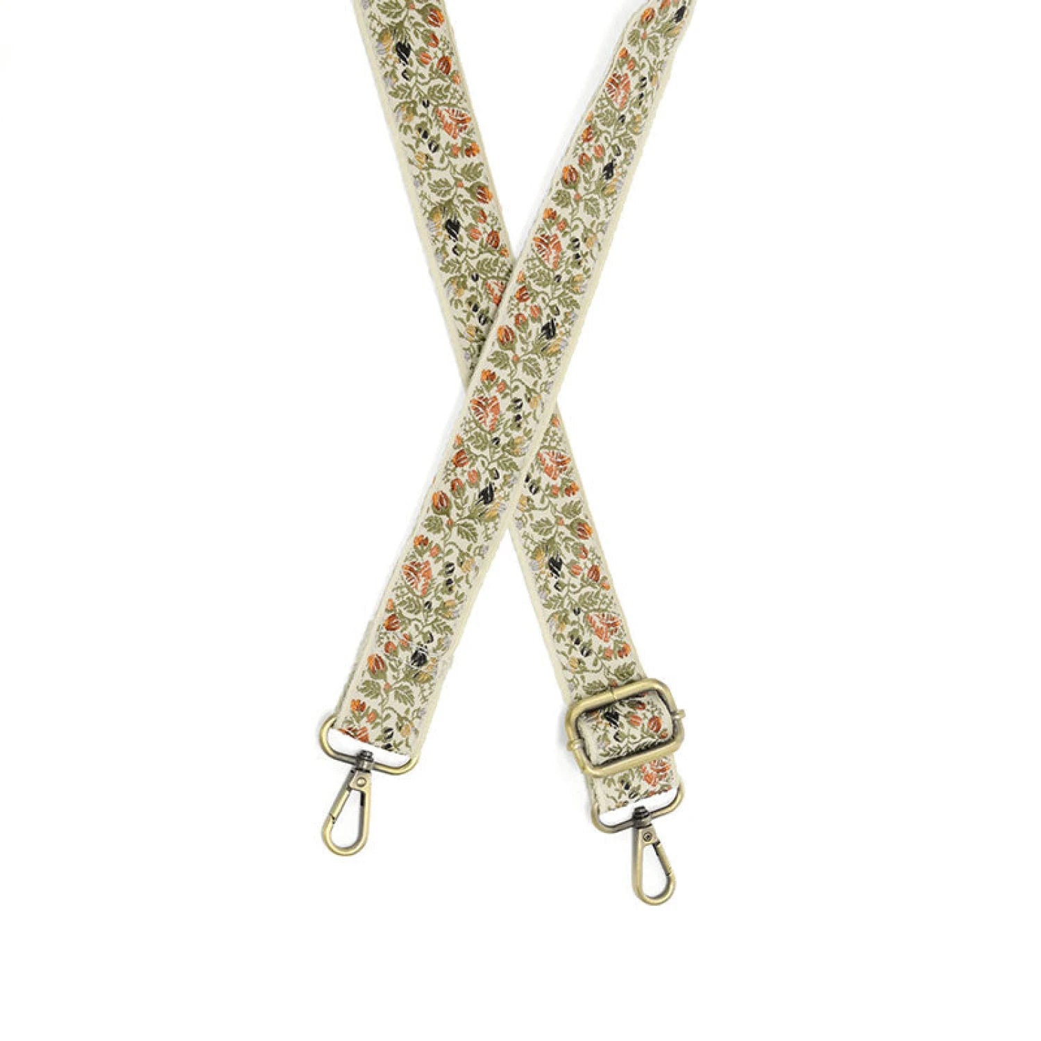 joy susan 1.2" autumnal floral vines guitar strap front view