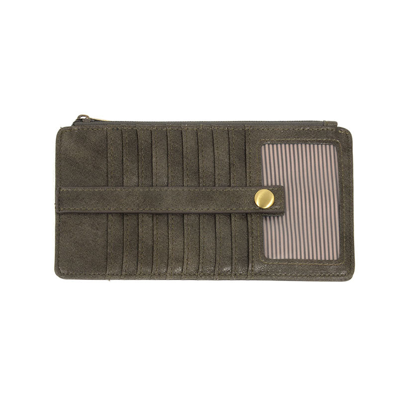 joy susan new kara distressed wallet in khaki front view