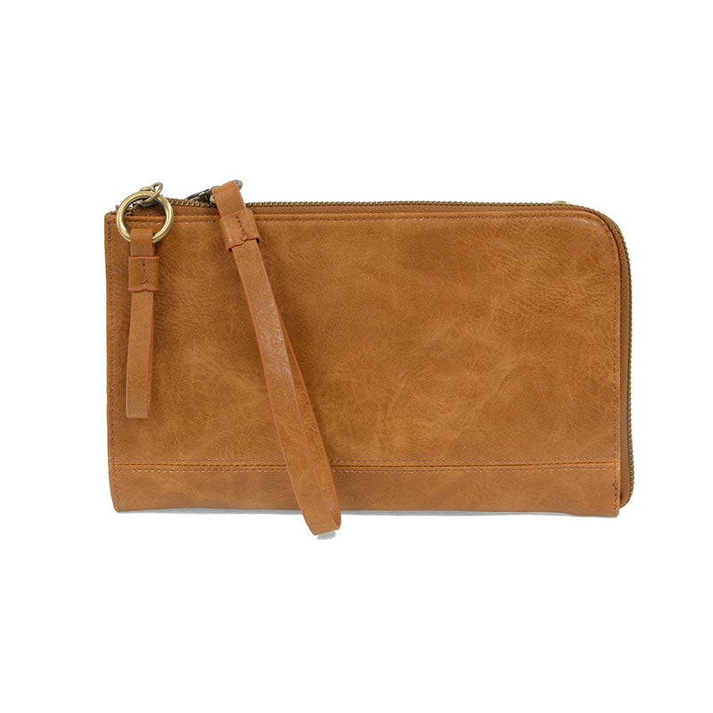 joy susan karina convertible wristlet in chestnut front view