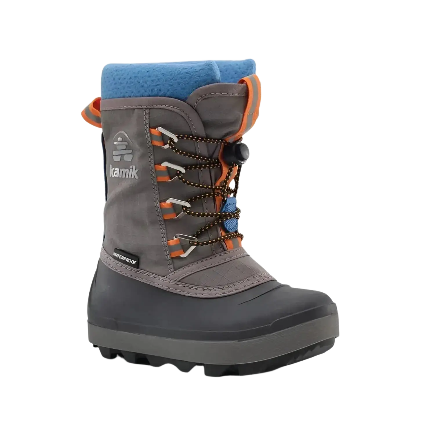 Kamik Kid's Cascade Winter Boot in light grey, side view