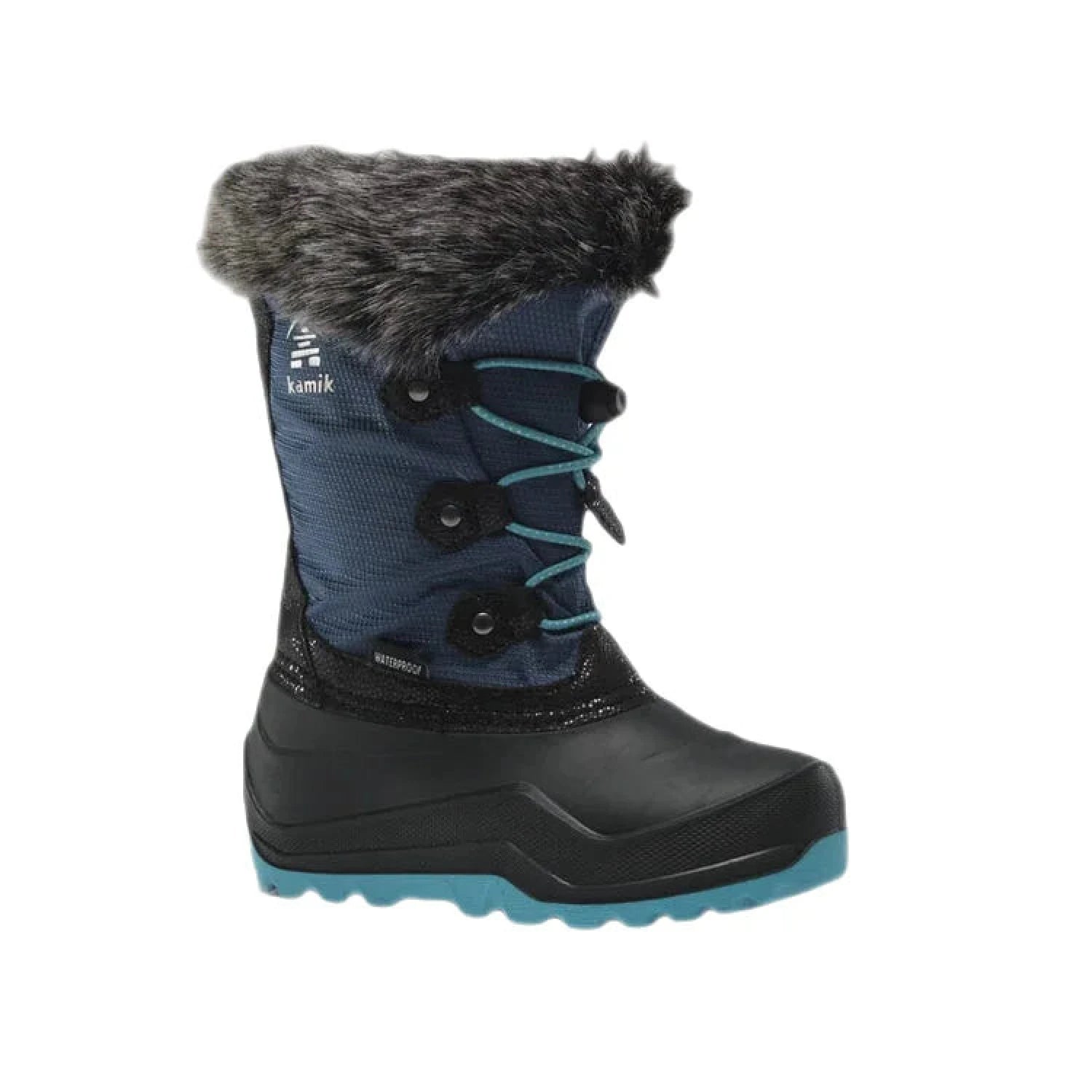 Kamik K's Powdery 3 Winter Boots, Light Navy, front and side view