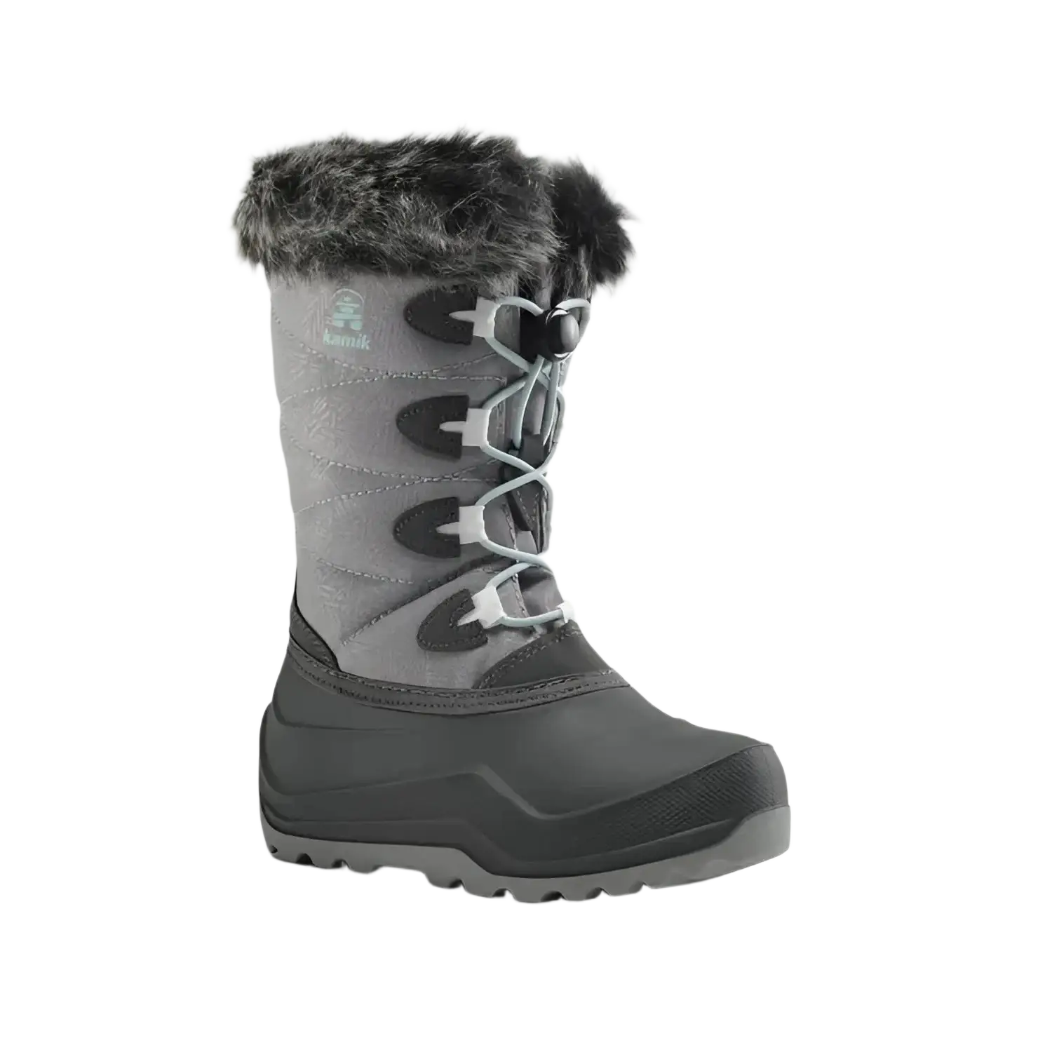 Kamik Kid's Snowangel Winter Boot in charcoal, side view