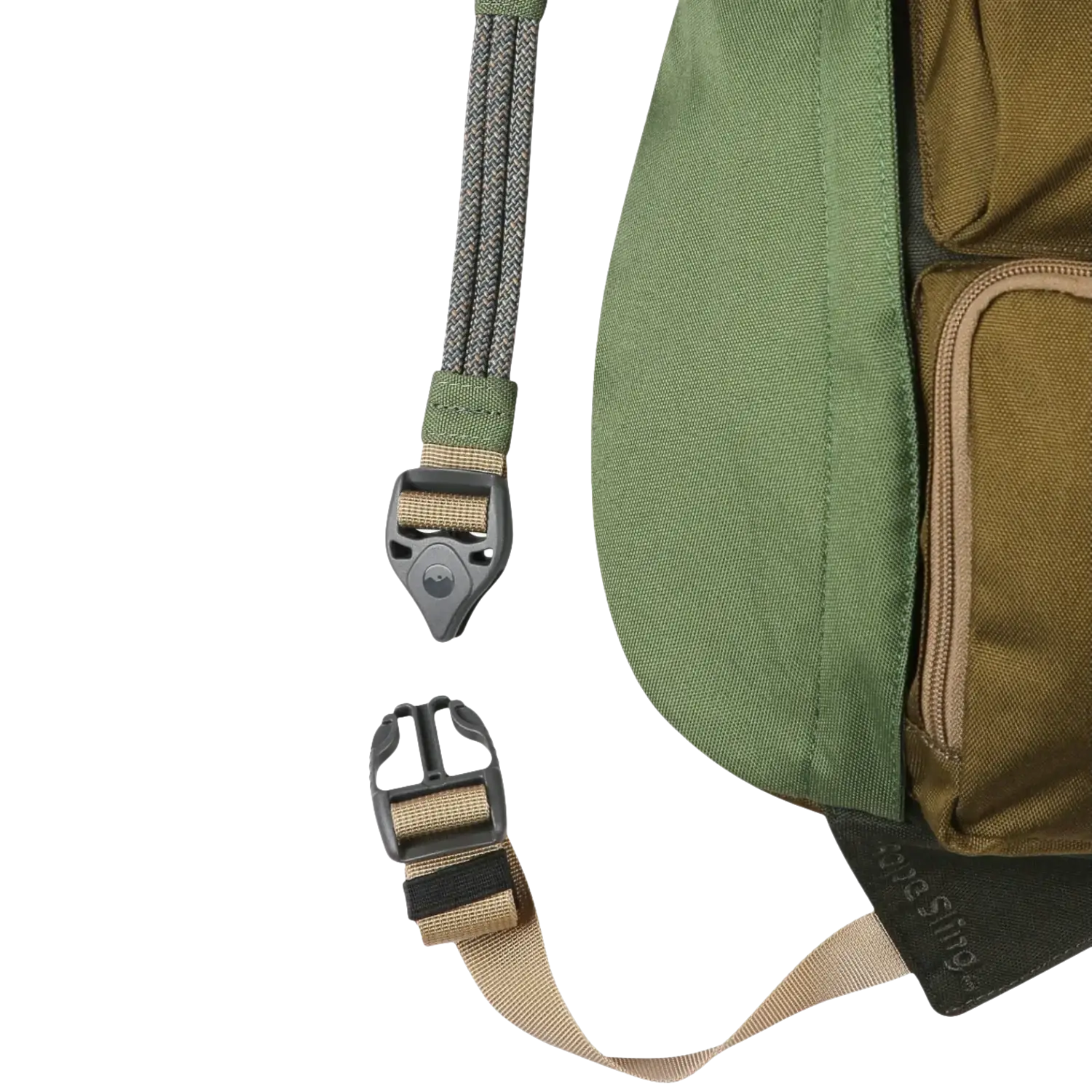 Kavu Mini Rope Sling in ground cover, buckle detail view