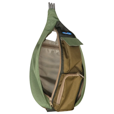 Kavu Mini Rope Sling in ground cover, front view unzipped
