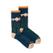 Kavu Moonwalk Socks shown in the Mountain Stripe design option. Flat.