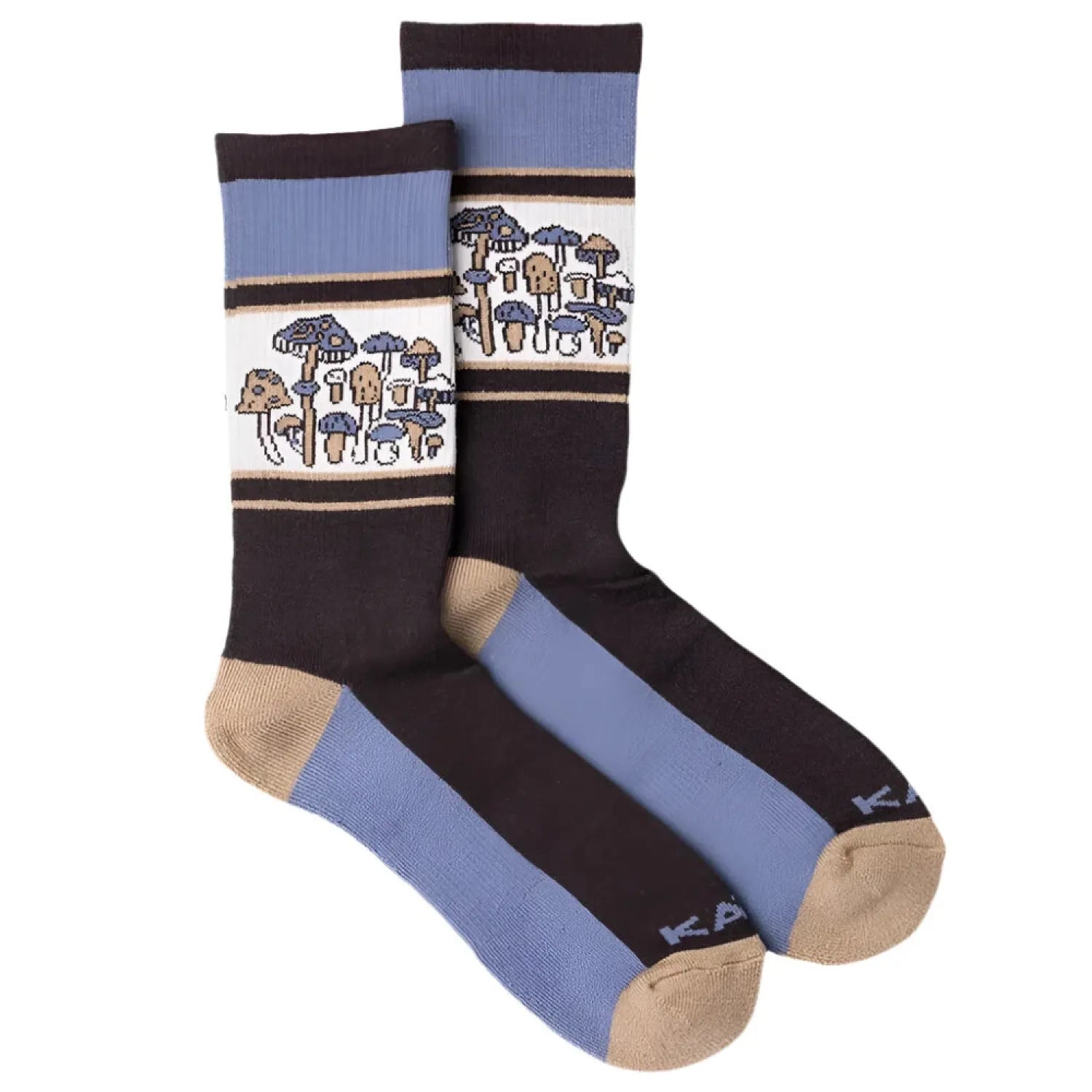 Kavu Moonwalk Socks shown in the Much Room design option. Flat.