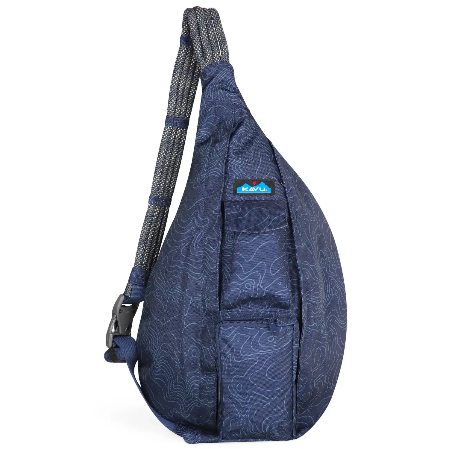 KAVU Rope Sling Bag in navy topo, front view
