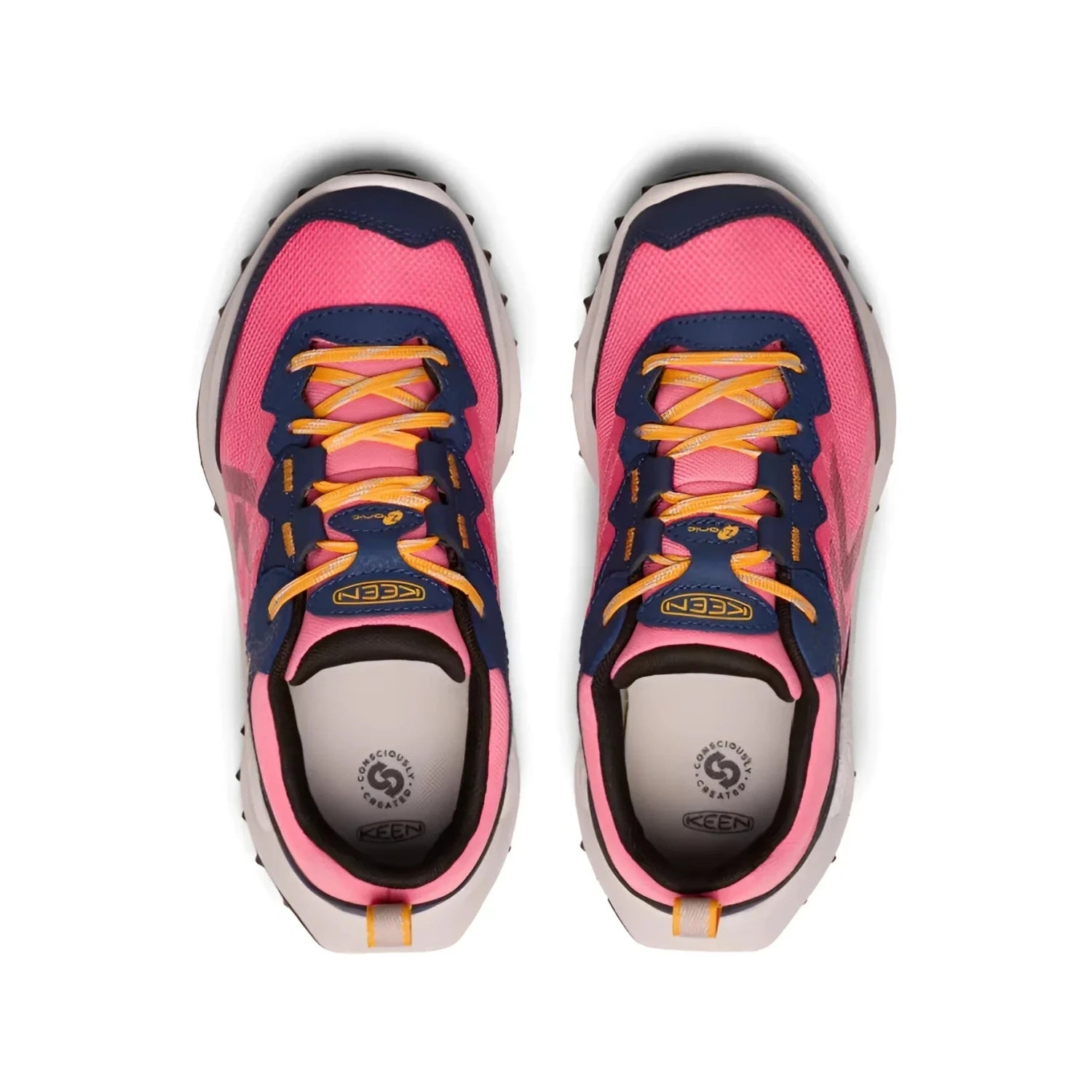 KEEN Big Kid's Zionic Waterproof Shoe in naval academy & pink lemonade, pair top view