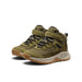 KEEN Kid's Hightrail Waterproof Hiking Boot in Dark Olive Martini Olive, side and front view of pair 