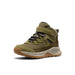 KEEN Kid's Hightrail Waterproof Hiking Boot in Dark Olive Martini Olive, front and side view 