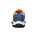 Keen Kids's Wanduro Speed Hiking Shoe, shown in the Vintage Indigo/Tangerine color option. Heel view.