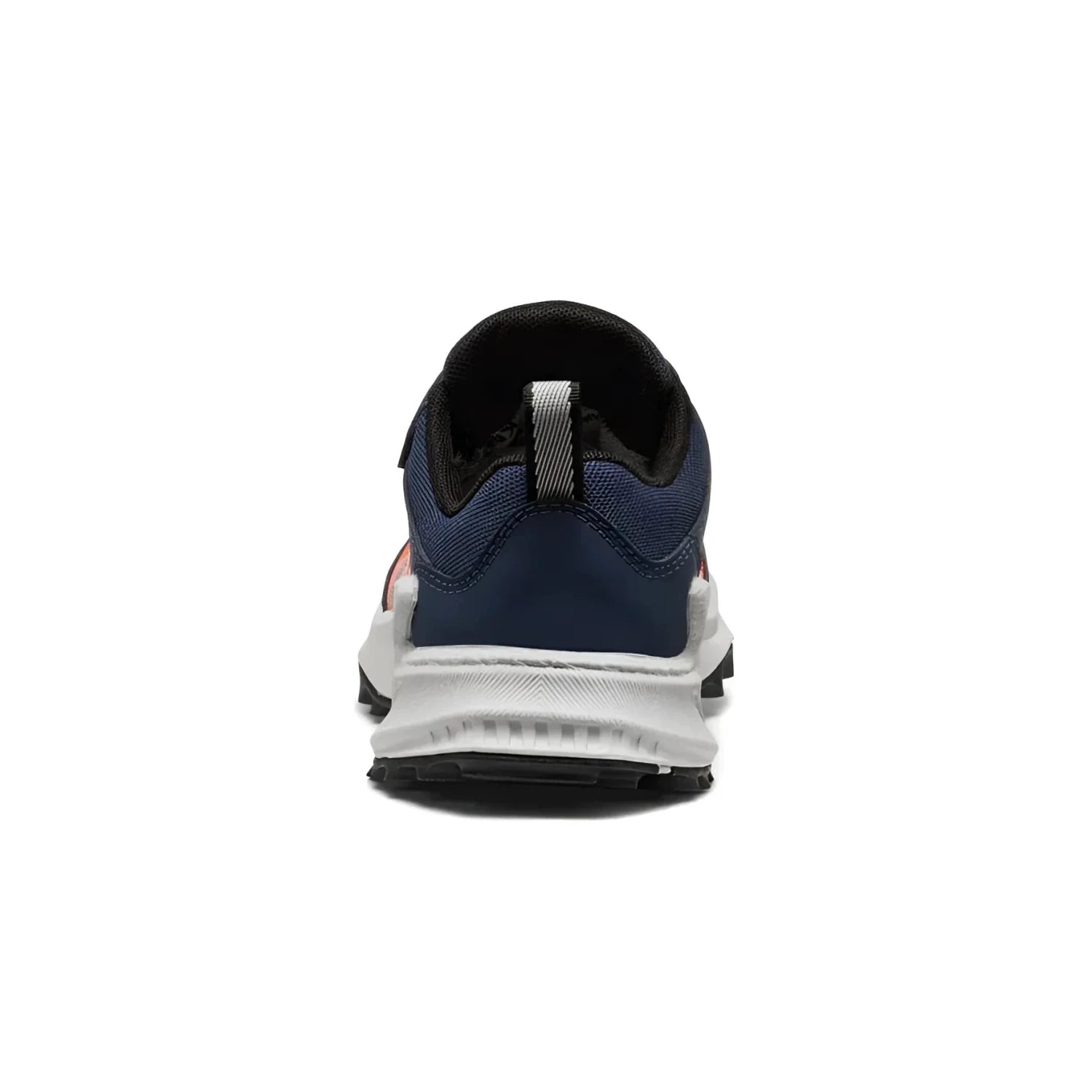 KEEN Kid's Zionic Waterproof Shoe in naval academy & scarlet ibis, back view