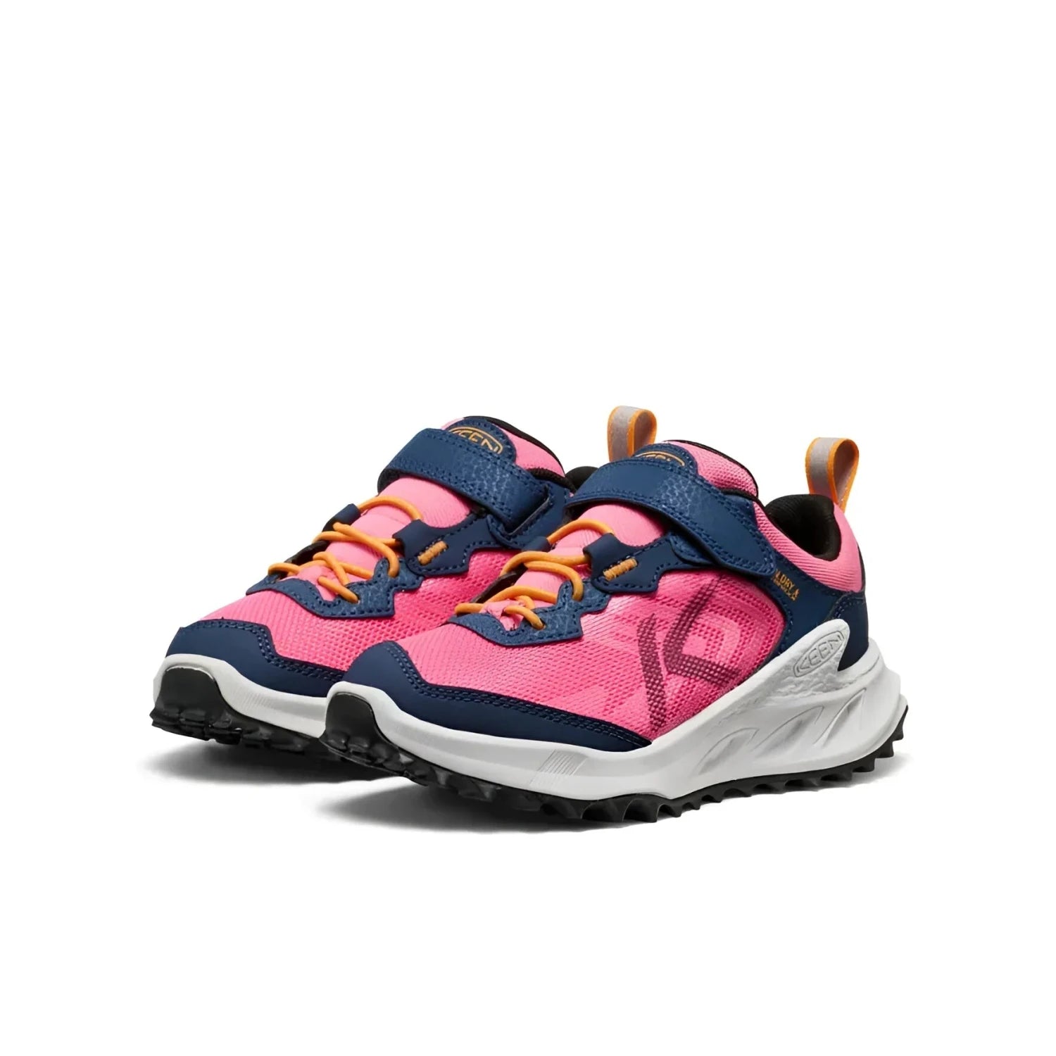 KEEN Kid's Zionic Waterproof Shoe in naval academy & pink lemonade, pair side view