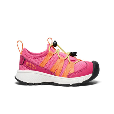 Keen Toddlers' Motozoa Sneaker shown in the Jazzy/Evening Primrose color option. Side view. 