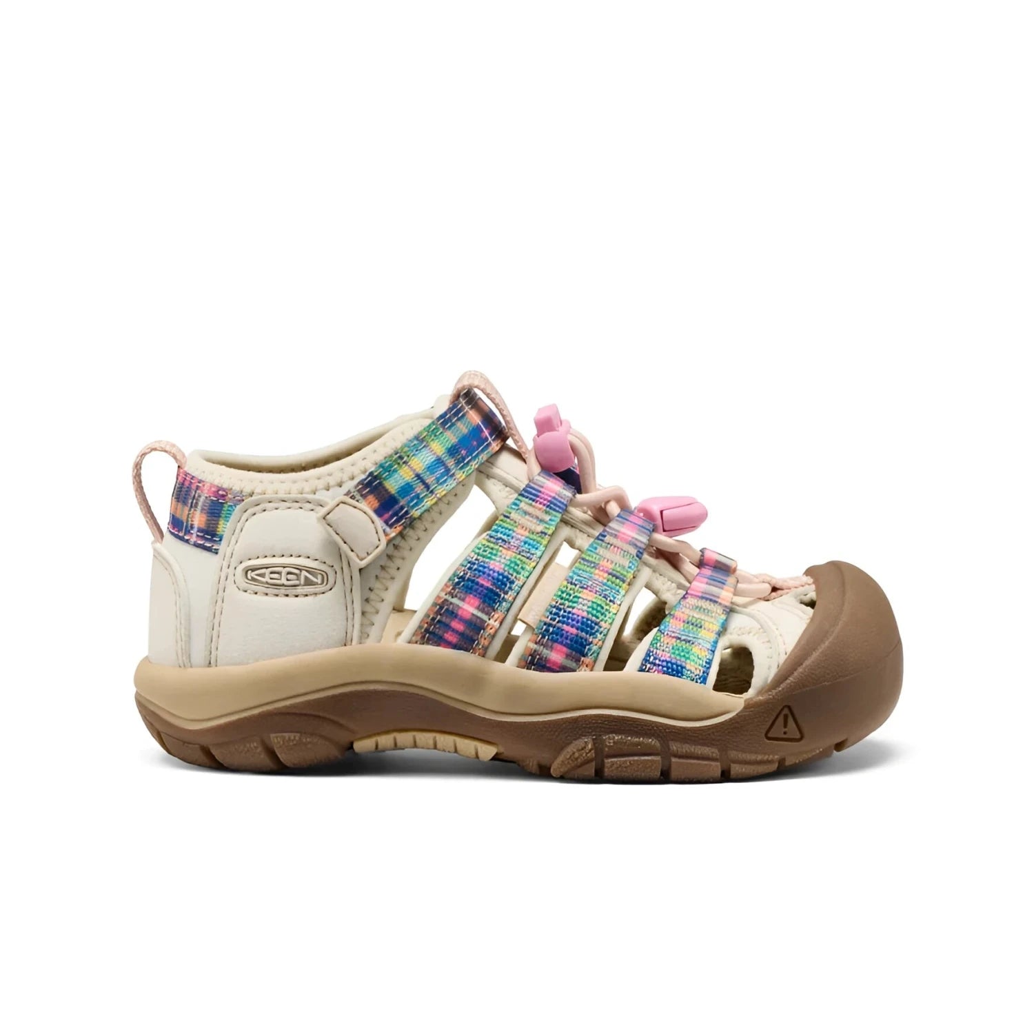 KEEN Kid's Newport H2 Sandal in gingham & orchid smoke, side view