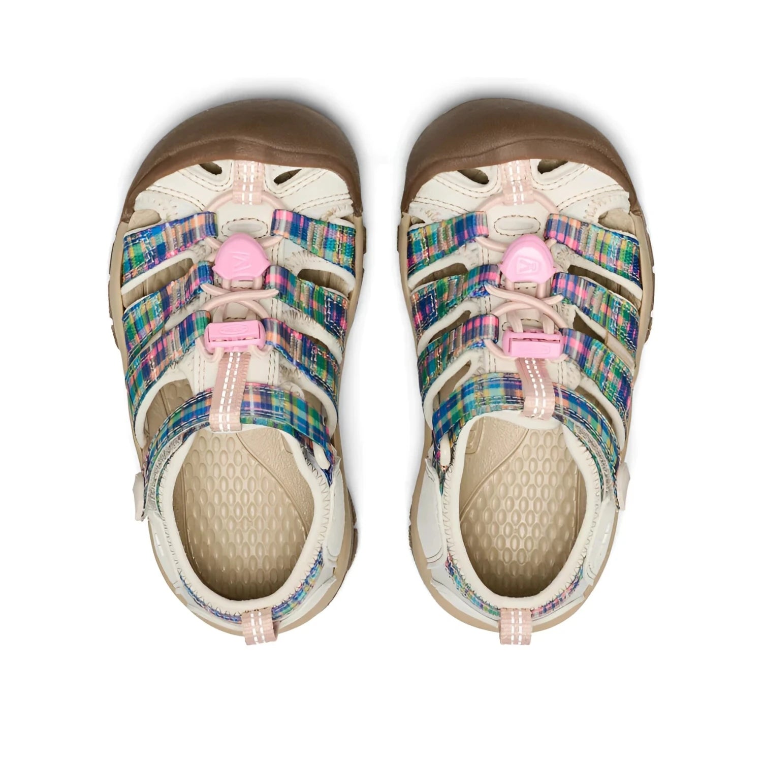 KEEN Kid's Newport H2 Sandal in gingham & orchid smoke, pair top view