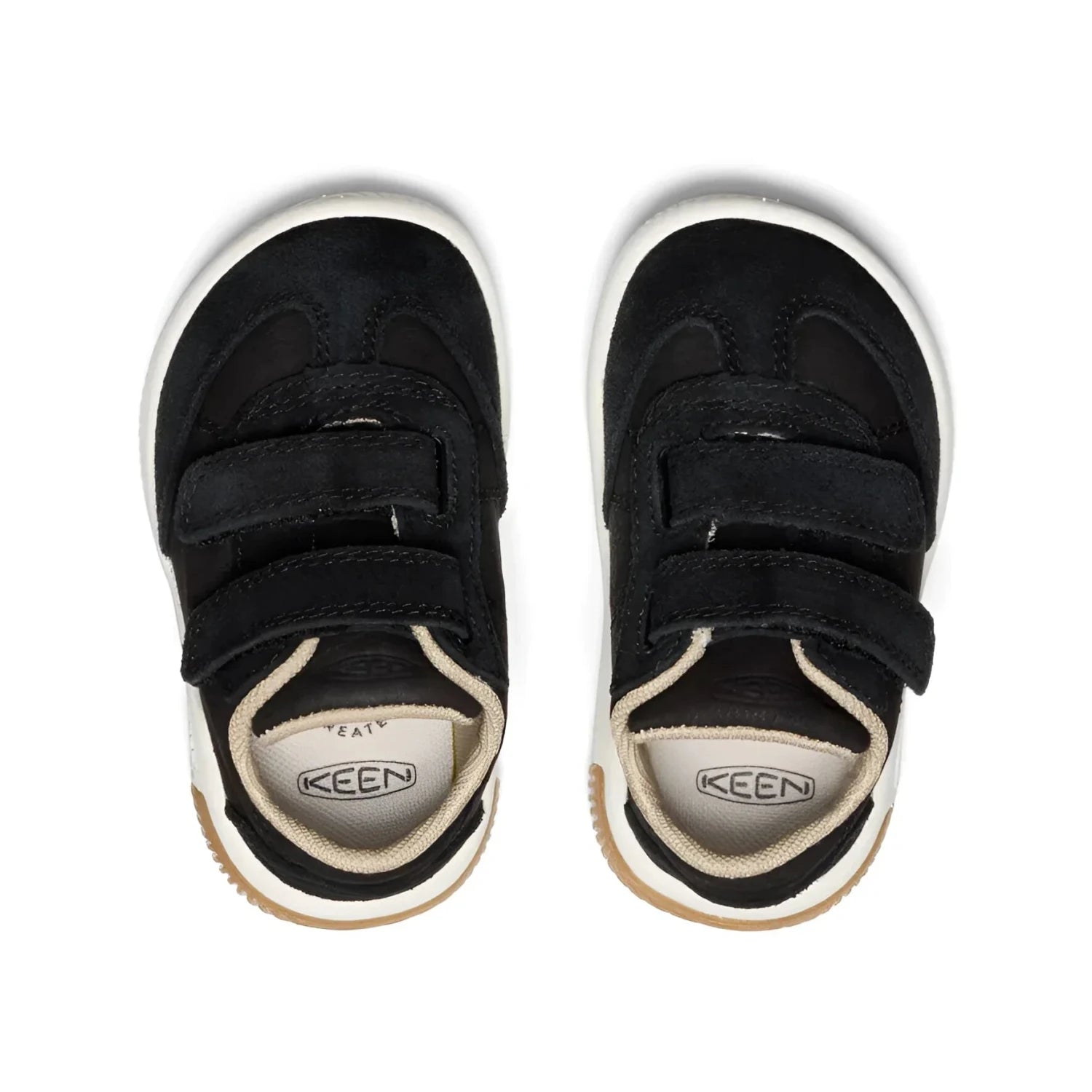 KEEN Toddler's KNX T-Toe Sneaker in black & star white, top view