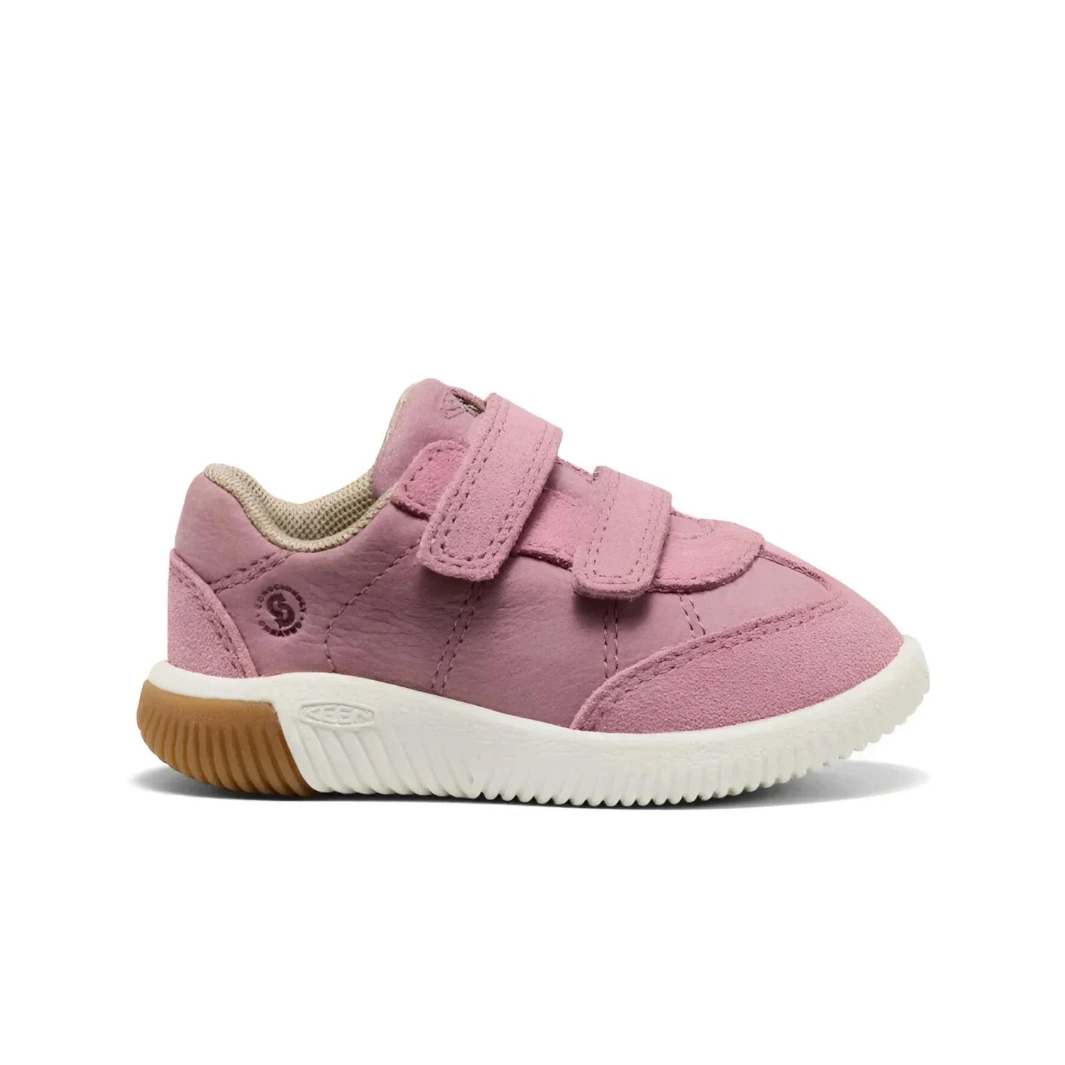 KEEN Toddler's KNX T-Toe Sneaker in lilas & star white, side view