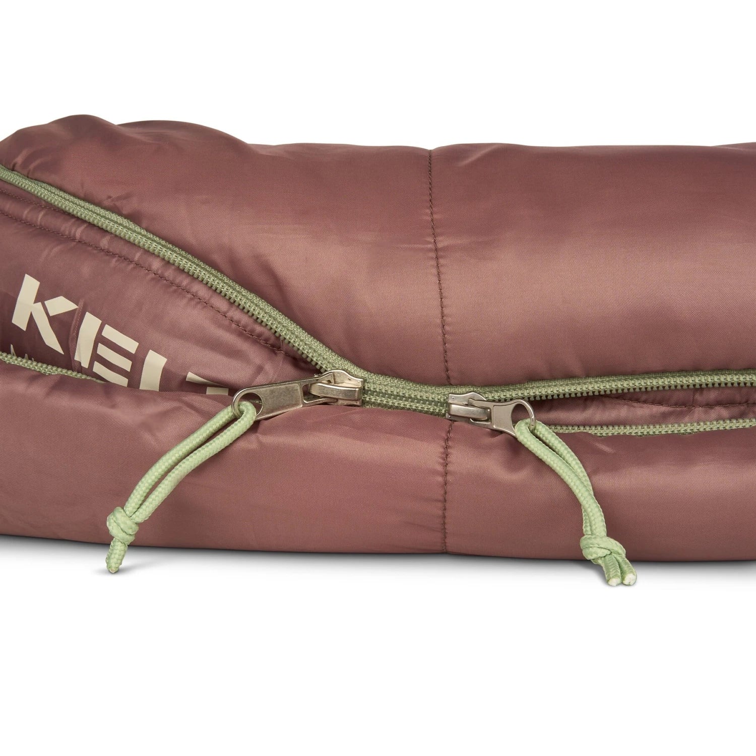 Kelty Kid's Mistral 30 Sleeping Bag in antler & huckleberry, zipper detail view
