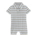 KicKee Baby Short Sleeve Polo Romper Rhyme Stripe Flat Front
