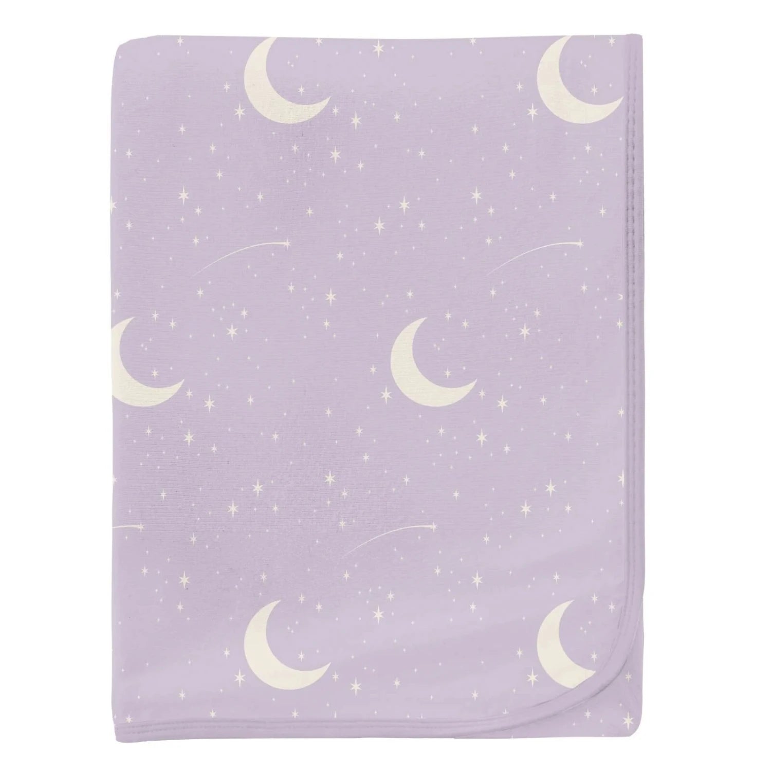 Kickee Pants Print Swaddling Blanket in thistle starry sky & moon, flat front
