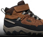 Keen Kid's Targhee IV Waterproof Hiking Boot shown in the Bison color option. Detail view.