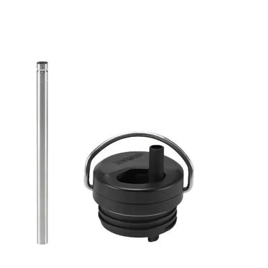 Klean Kanteen TKWide Twist Cap, Black Stainless, side view of straw detached from lid 