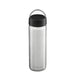 Klean Kanteen Wide Water Bottle with Loop Cap brushed stainless steel with black cap. Loop handle up, 27 oz size.