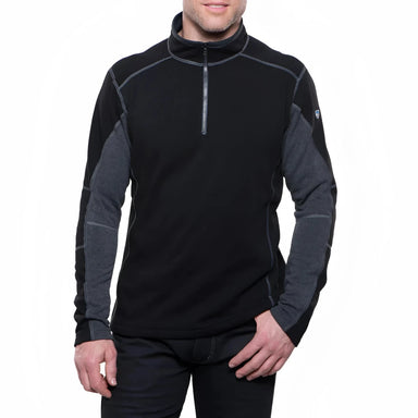 KÜHL Men's Revel™ 1/4 Zip in black & steel, on model front view